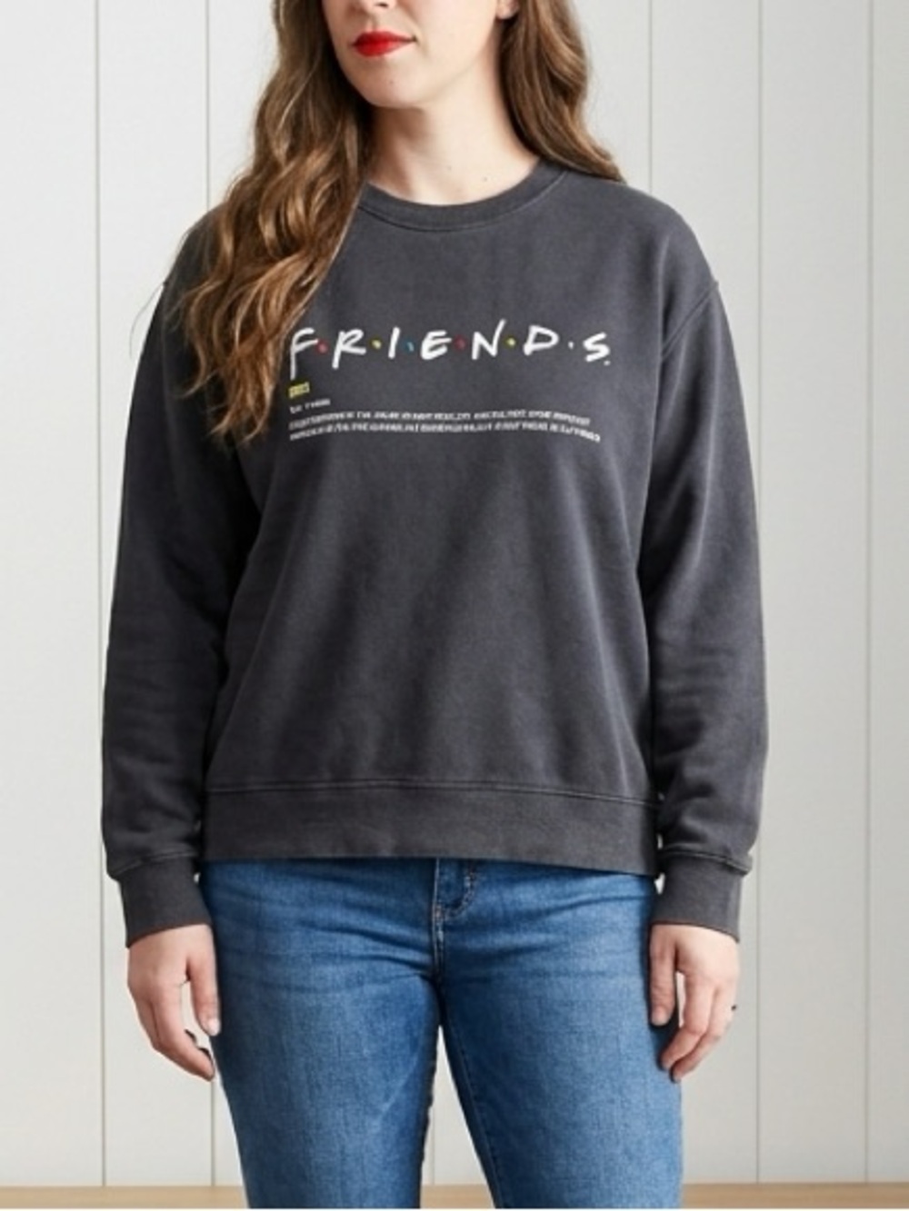 H&M Charcoal Friends TV Show Embroidered Crewneck Sweatshirt Medium Oversized